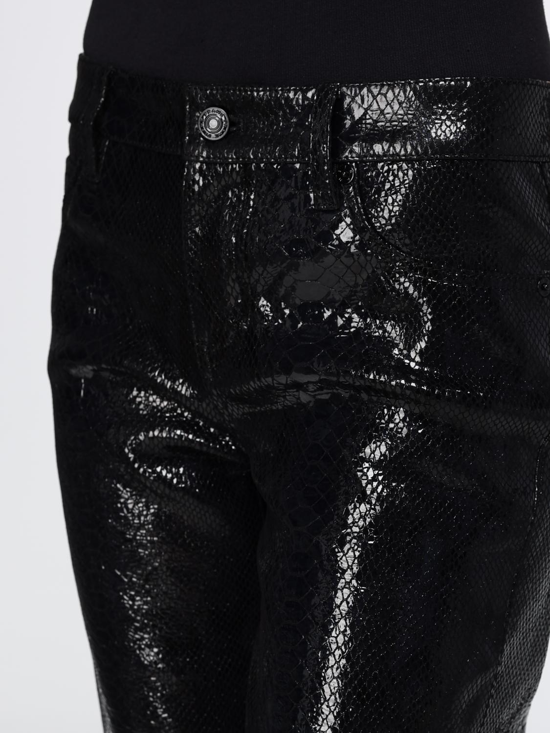 FRAME JEANS: Jeans skinny Daria FRAME a vita bassa in pelle di agnello con stampa pitone, Nero - Img 4