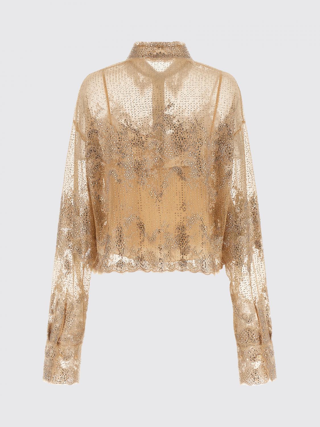 ERMANNO SCERVINO CAMICIA: Camicia Ermanno Scervino in pizzo con applicazione di strass e collo francese, Beige - Img 3