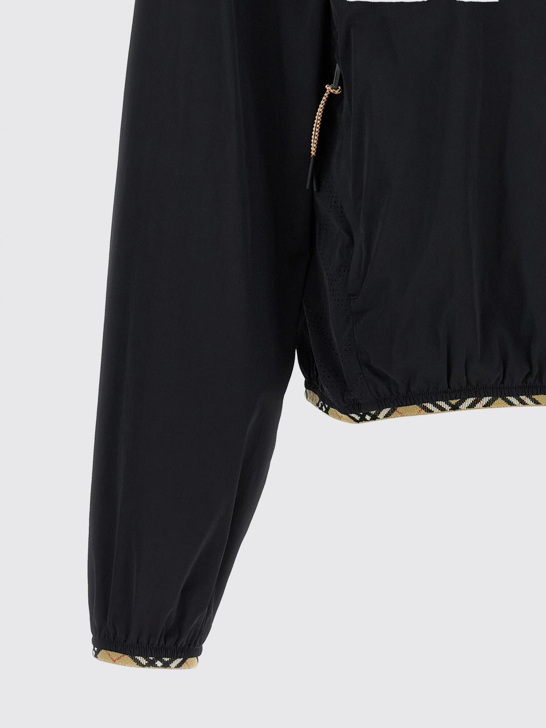 BURBERRY GIACCA: Giacca a vento corta Burberry in nylon con cappuccio e logo Equestrian Knight, Nero - Img 4