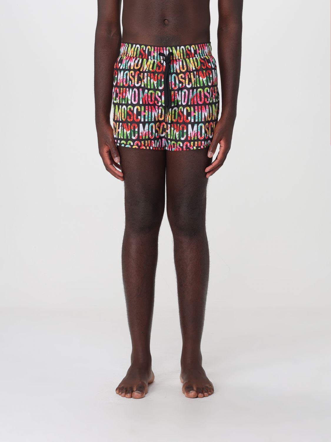 MOSCHINO BAÑADOR: Bañador boxer Moschino de poliéster con logo en contraste y cintura elástica, Negro - Img 1