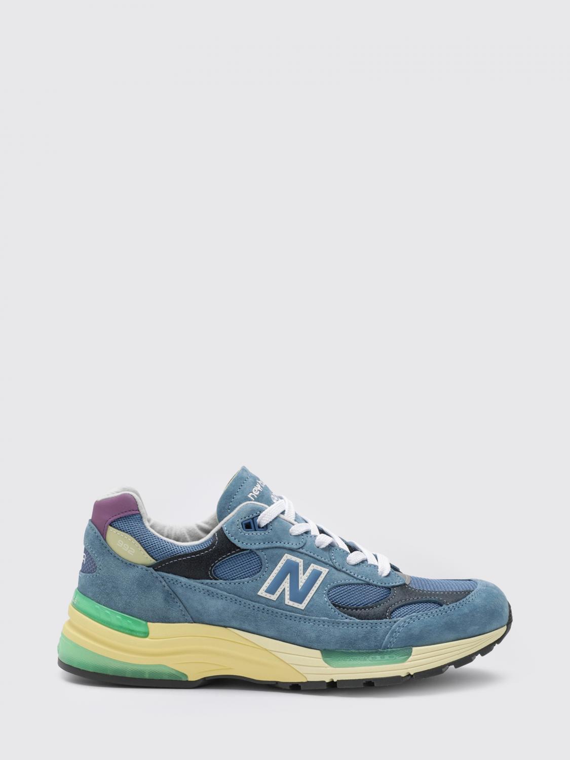 NEW BALANCE スニーカー: NEW BALANCE Made in USA 992 スエード&メッシュ ローカットスニーカー ロゴ入り, ブルー - Img 1