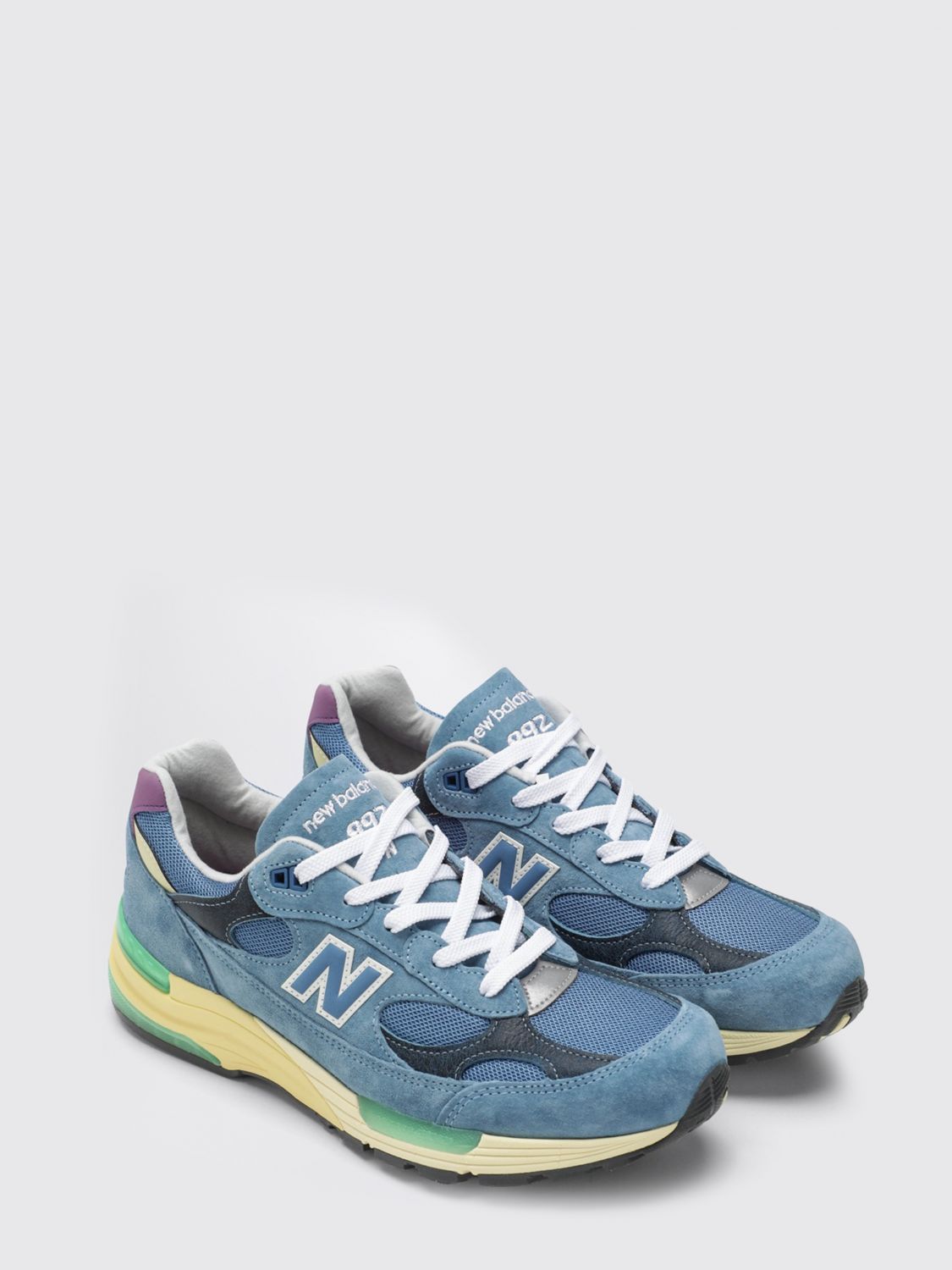 NEW BALANCE スニーカー: NEW BALANCE Made in USA 992 スエード&メッシュ ローカットスニーカー ロゴ入り, ブルー - Img 2