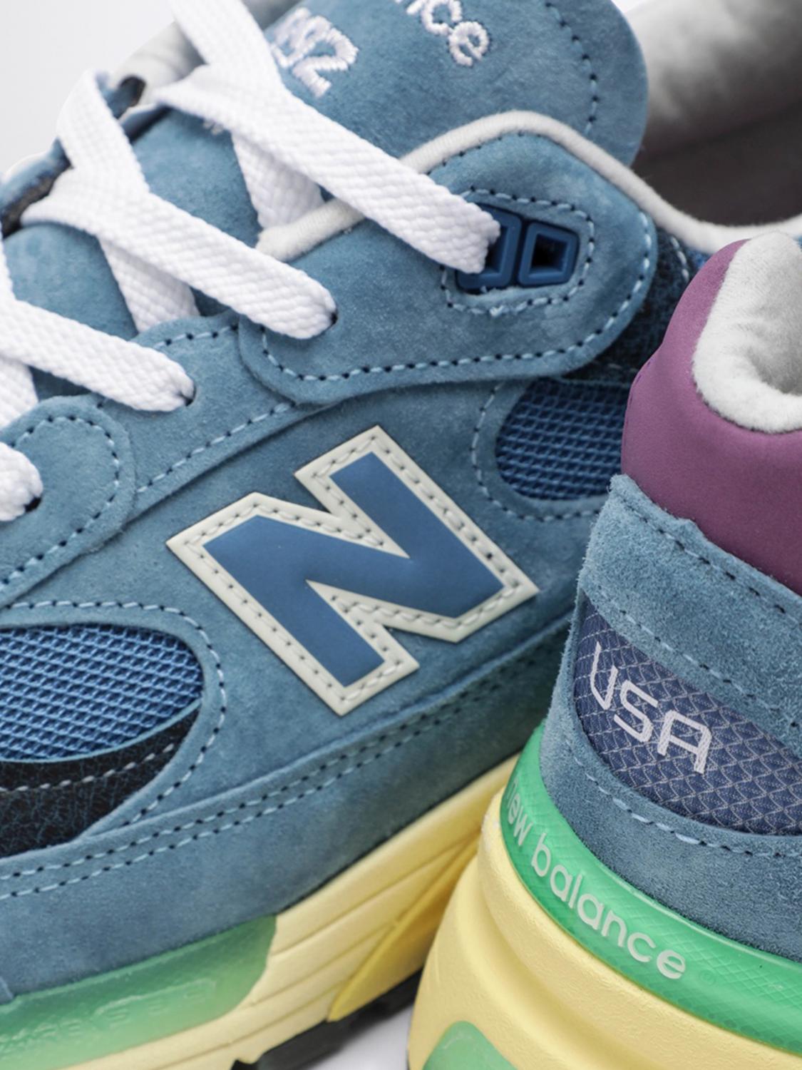 NEW BALANCE スニーカー: NEW BALANCE Made in USA 992 スエード&メッシュ ローカットスニーカー ロゴ入り, ブルー - Img 4