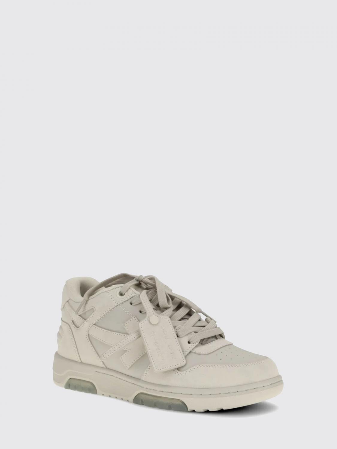 OFF-WHITE SNEAKERS: Sneakers Out Of Office Off-White in pelle e nabuk con targhetta Zip Tie e logo applicato, Beige - Img 2