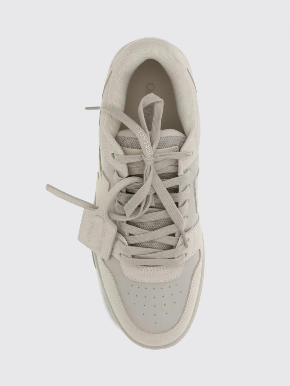 OFF-WHITE SNEAKERS: Sneakers Out Of Office Off-White in pelle e nabuk con targhetta Zip Tie e logo applicato, Beige - Img 4