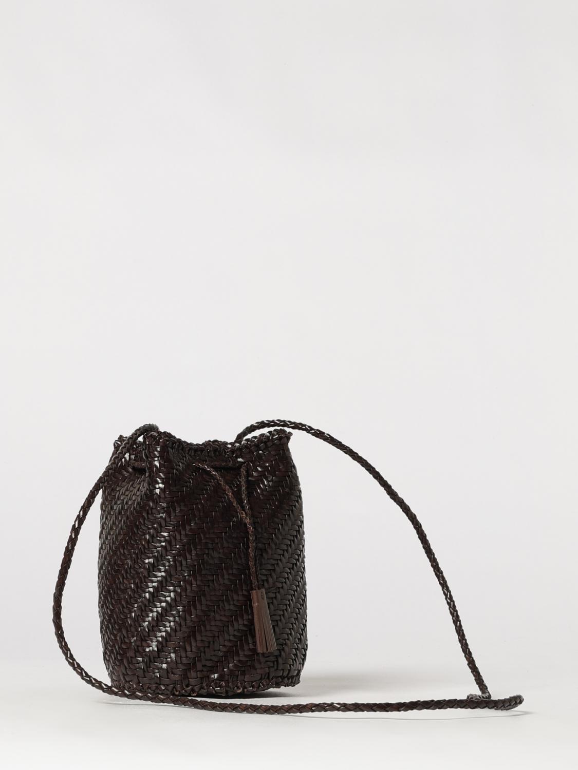 DRAGON DIFFUSION MINITASCHE: Mini-Beuteltasche Doppio Salto Dragon Diffusion aus geflochtenem Leder, Braun - Img 2