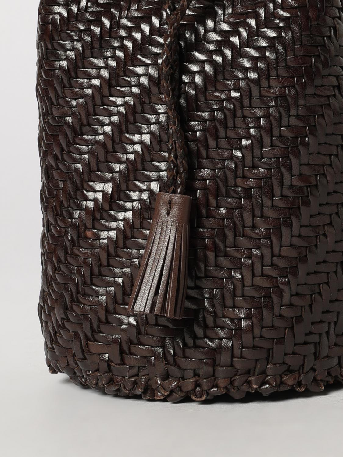 DRAGON DIFFUSION MINITASCHE: Mini-Beuteltasche Doppio Salto Dragon Diffusion aus geflochtenem Leder, Braun - Img 3