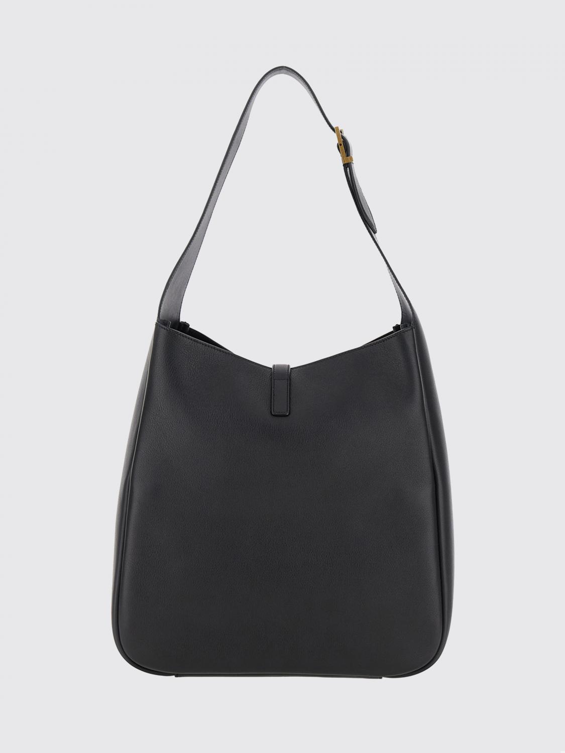 SAINT LAURENT BORSA A SPALLA: Borsa a spalla Le 5 à 7 Saint Laurent in pelle martellata con monogram YSL, Nero - Img 2