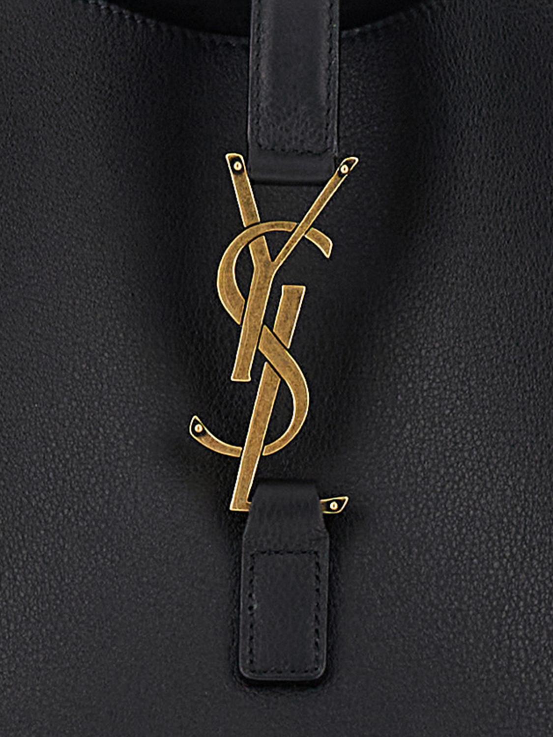 SAINT LAURENT BORSA A SPALLA: Borsa a spalla Le 5 à 7 Saint Laurent in pelle martellata con monogram YSL, Nero - Img 3