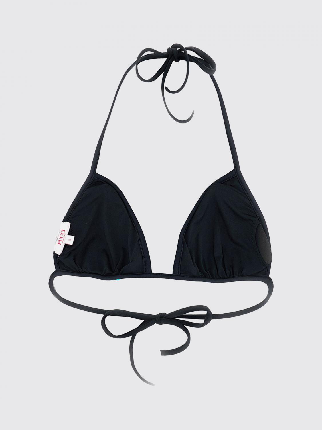 PUCCI COSTUME: Top bikini a triangolo Pucci in nylon con stampa astratta, Azzurro - Img 3