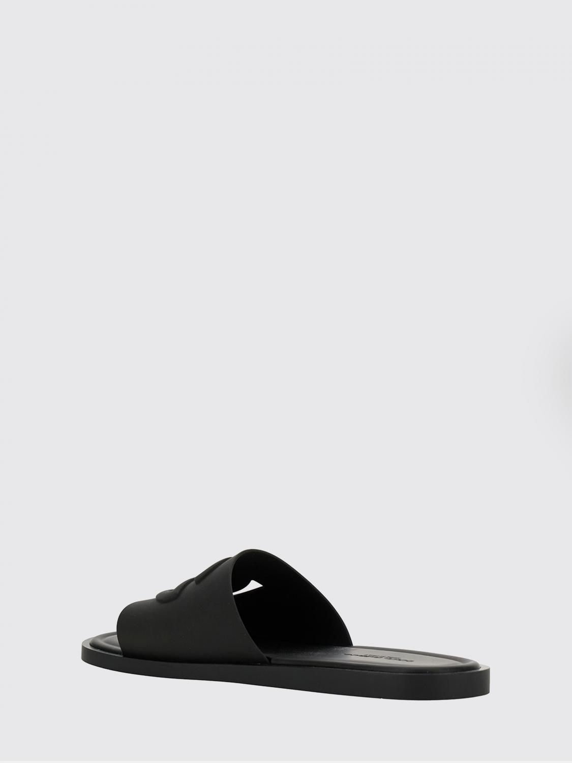 DOLCE & GABBANA SANDALI: Ciabatte slide Dolce & Gabbana in gomma bicolore con logo DG intagliato, Nero - Img 3