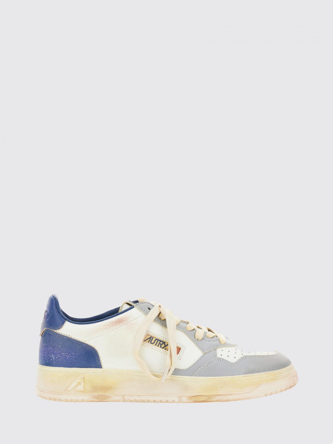 AUTRY SNEAKERS: Sneakers Medalist Low Super Vintage Autry in pelle bicolore effetto usurato, Blue - Img 1