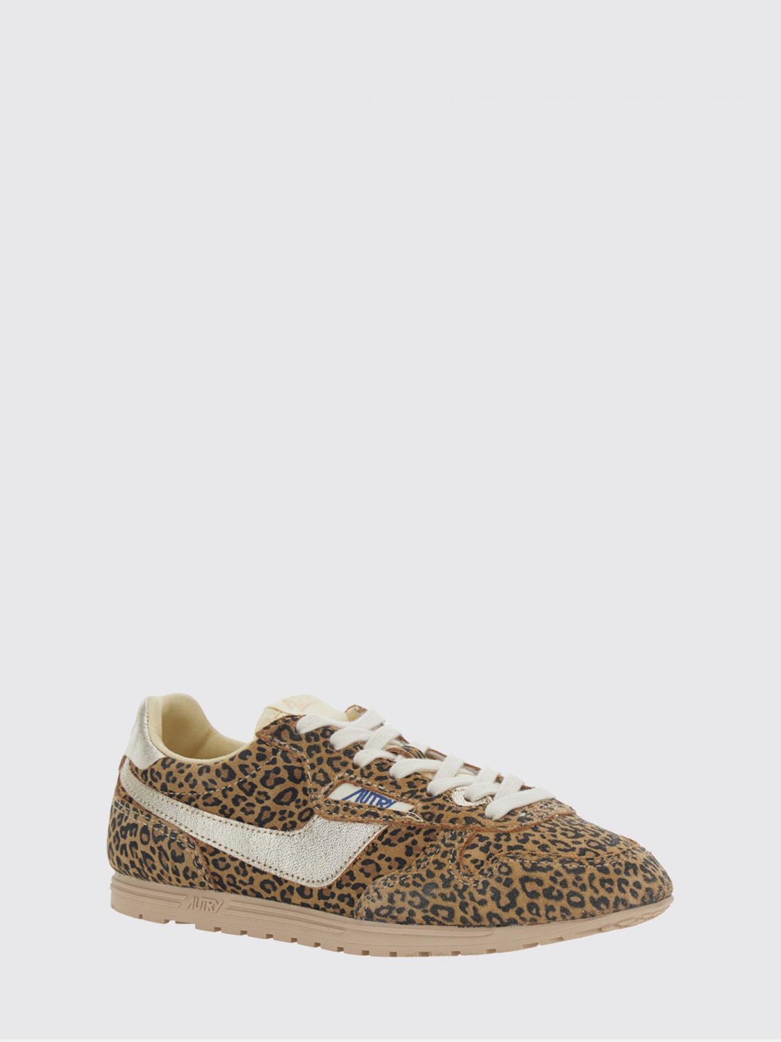 AUTRY SNEAKERS: Sneakers Windspin Autry in pelle scamosciata e nylon con stampa animalier, Marrone - Img 2