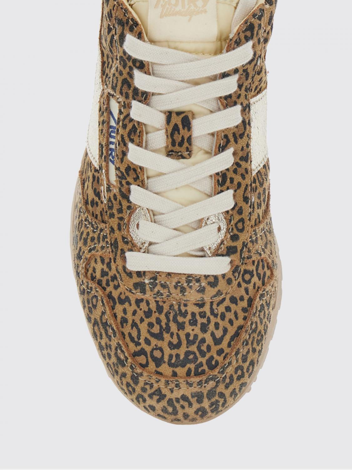AUTRY SNEAKERS: Sneakers Windspin Autry in pelle scamosciata e nylon con stampa animalier, Marrone - Img 4