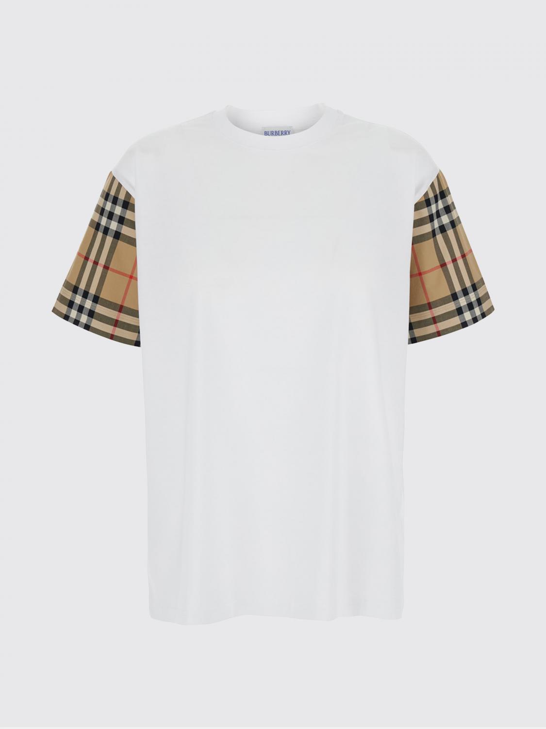 BURBERRY T-SHIRTS: T-shirt Burberry in cotone stampa Vintage check , Bianco - Img 2