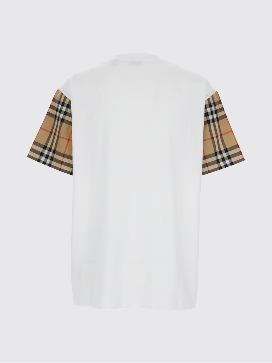 BURBERRY T-SHIRTS: T-shirt Burberry in cotone stampa Vintage check , Bianco - Img 3