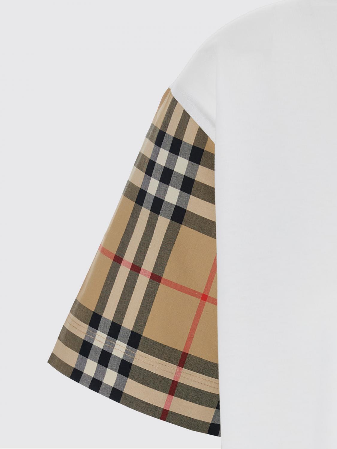 BURBERRY T-SHIRTS: T-shirt Burberry in cotone stampa Vintage check , Bianco - Img 4