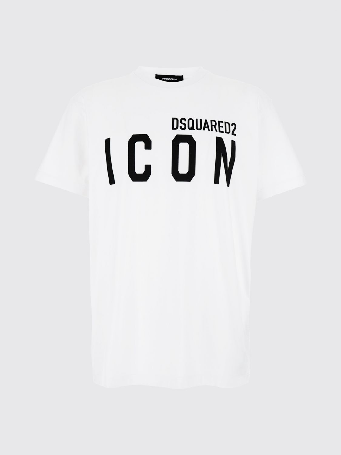 DSQUARED2 CAMISETA: Camiseta de cuello redondo Dsquared2 de algodón con logo estampado en contraste, Blanco - Img 2
