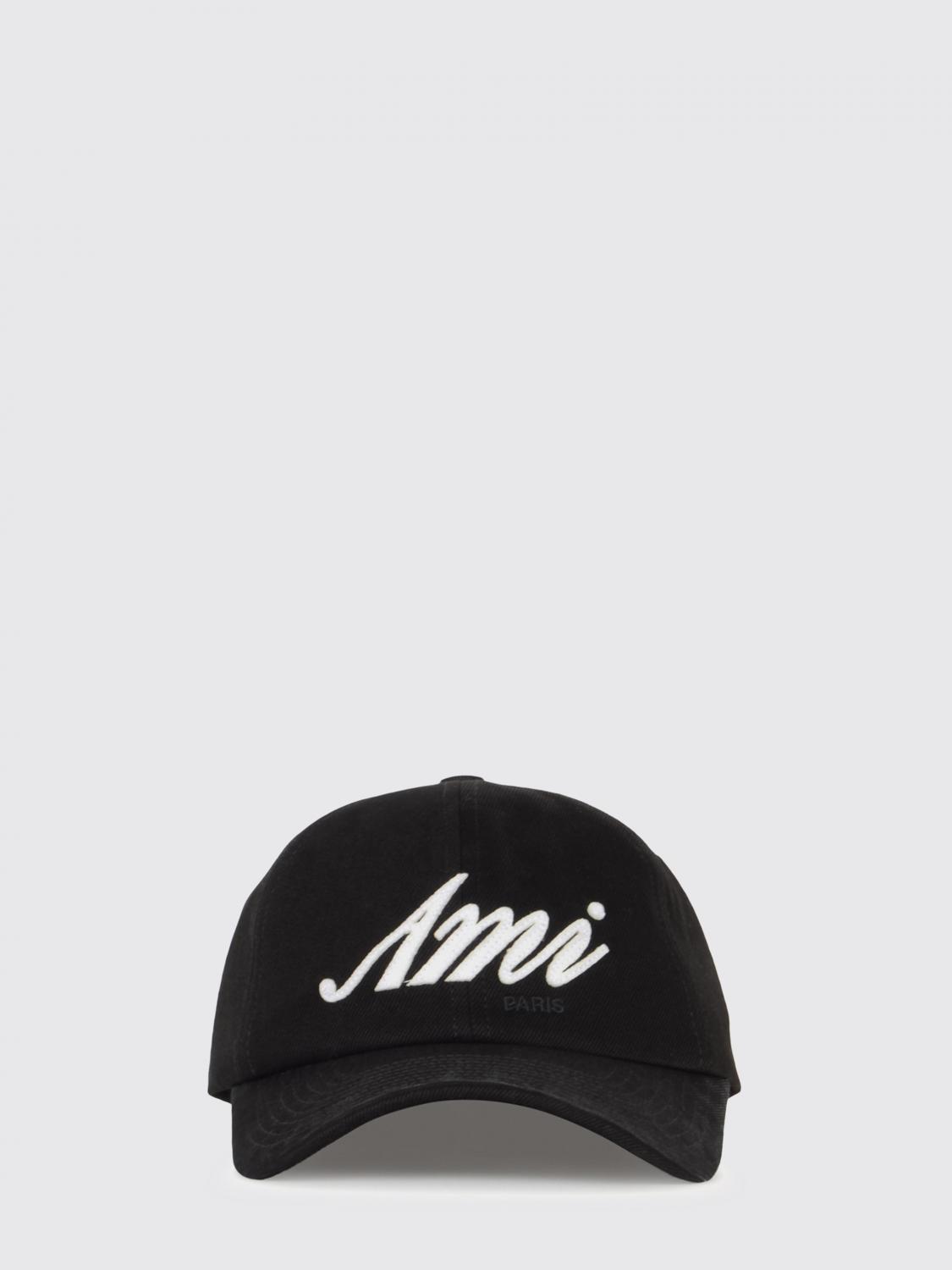 AMI PARIS 帽子: AMI PARIS コントラストロゴ入りコットンベースボールキャップ、硬質バイザー付き, ブラック - Img 2