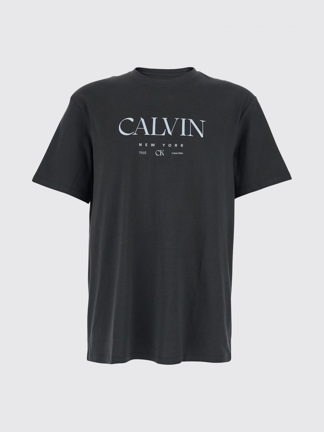CALVIN KLEIN CAMISETA: Camiseta de cuello redondo Calvin Klein de algodón con logo en el pecho en contraste, Negro - Img 2