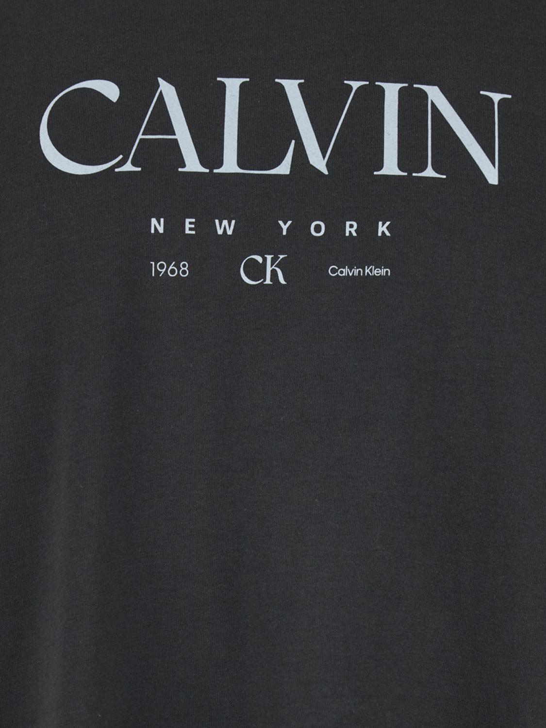 CALVIN KLEIN CAMISETA: Camiseta de cuello redondo Calvin Klein de algodón con logo en el pecho en contraste, Negro - Img 4