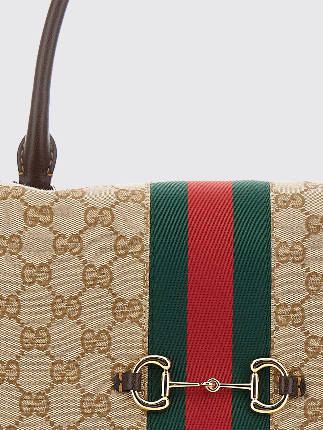 GUCCI BORSA A SPALLA: Borsa a spalla Paparazzo Gucci in jacquard monogram con dettaglio Horsebit, Beige - Img 3