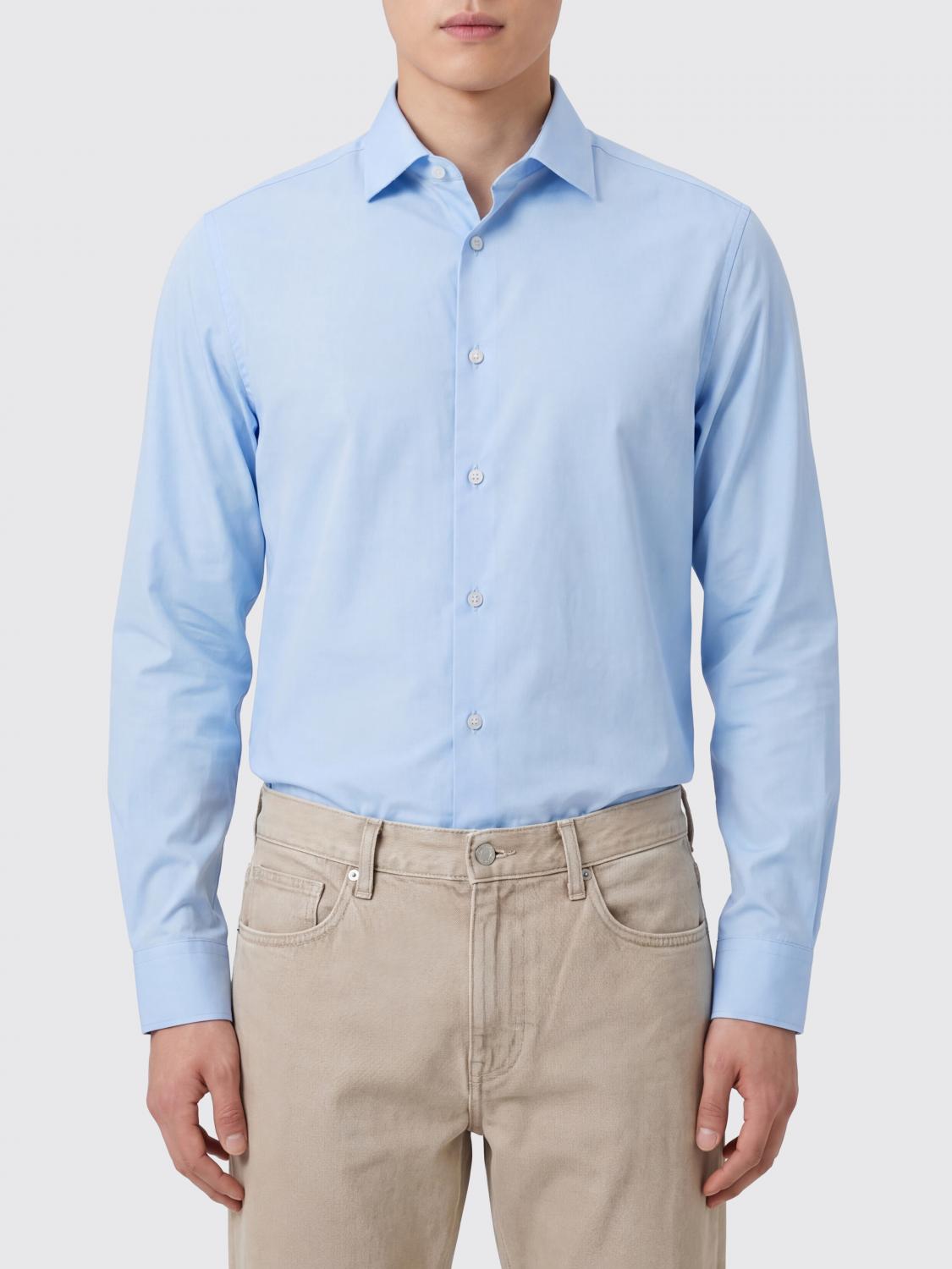 CALVIN KLEIN CAMICIA: Camicia classica Calvin Klein in popeline di cotone stretch con collo francese, Azzurro - Img 1