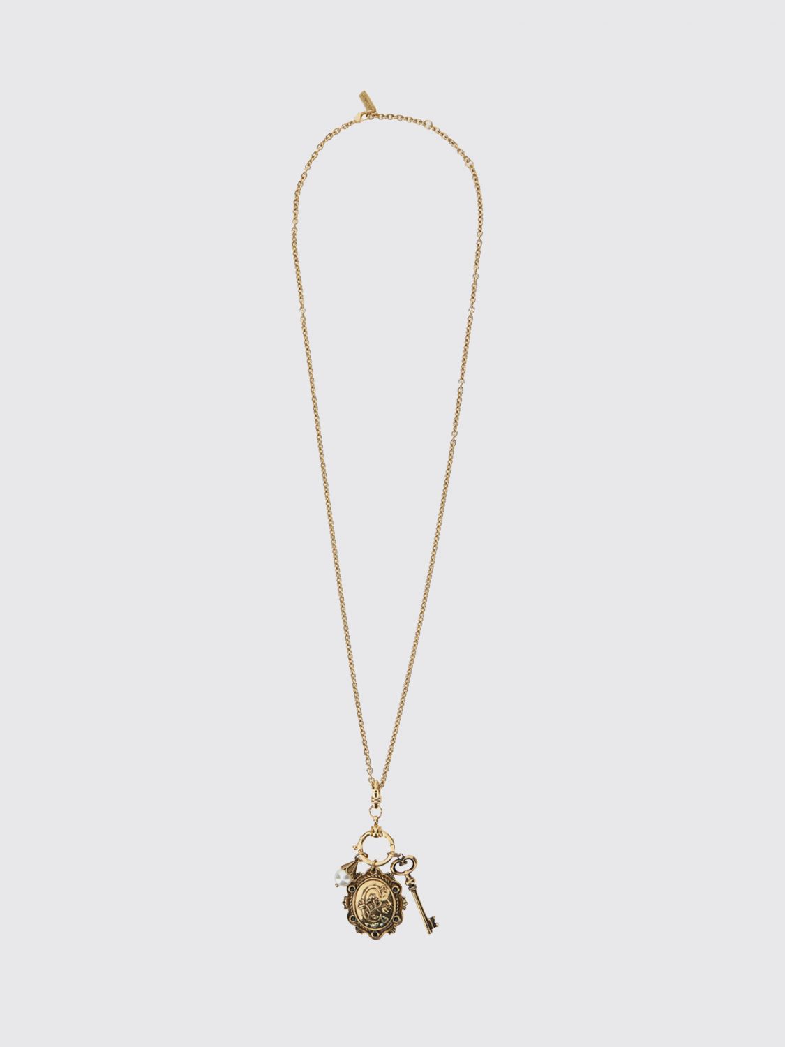 CHLOÉ GIOIELLO: Collana girocollo Chloé in ottone con charm e logo impresso, Acciaio - Img 1