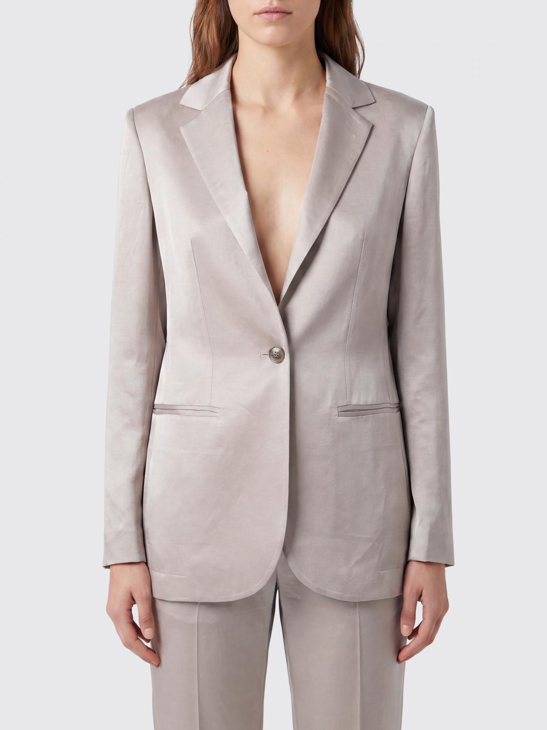 SEMICOUTURE CHAQUETA: Blazer corto de botonadura sencilla Semicouture de mezcla de lino con un botón, Nudo - Img 1