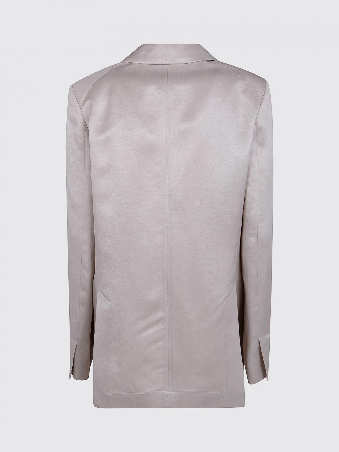 SEMICOUTURE CHAQUETA: Blazer corto de botonadura sencilla Semicouture de mezcla de lino con un botón, Nudo - Img 3