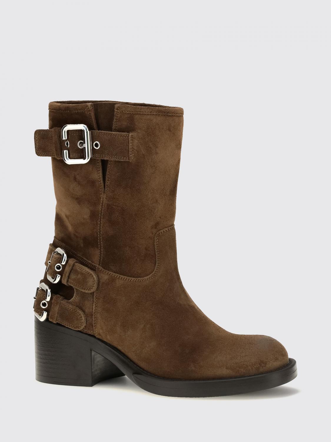 CHLOÉ BOTAS: Botas de motorista Dakota Chloé de piel de ternera vuelta con correas ajustables, Tierra - Img 3