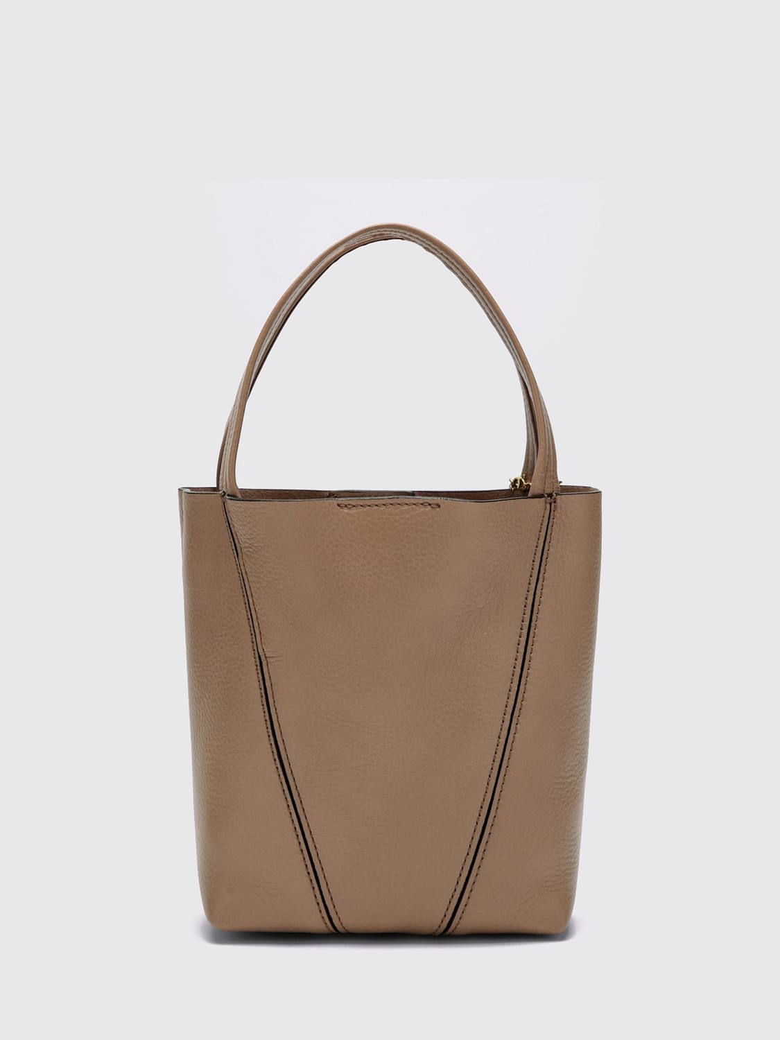 CHLOÉ BORSA MINI: Borsa a mano mini Spin Chloé in pelle di vitello a grana con anello, Rosa - Img 2