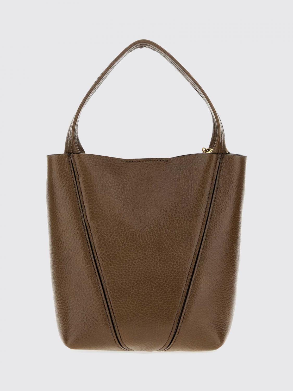 CHLOÉ BORSA MINI: Borsa a mano mini Spin Chloé in pelle di vitello a grana con anello, Ebano - Img 2