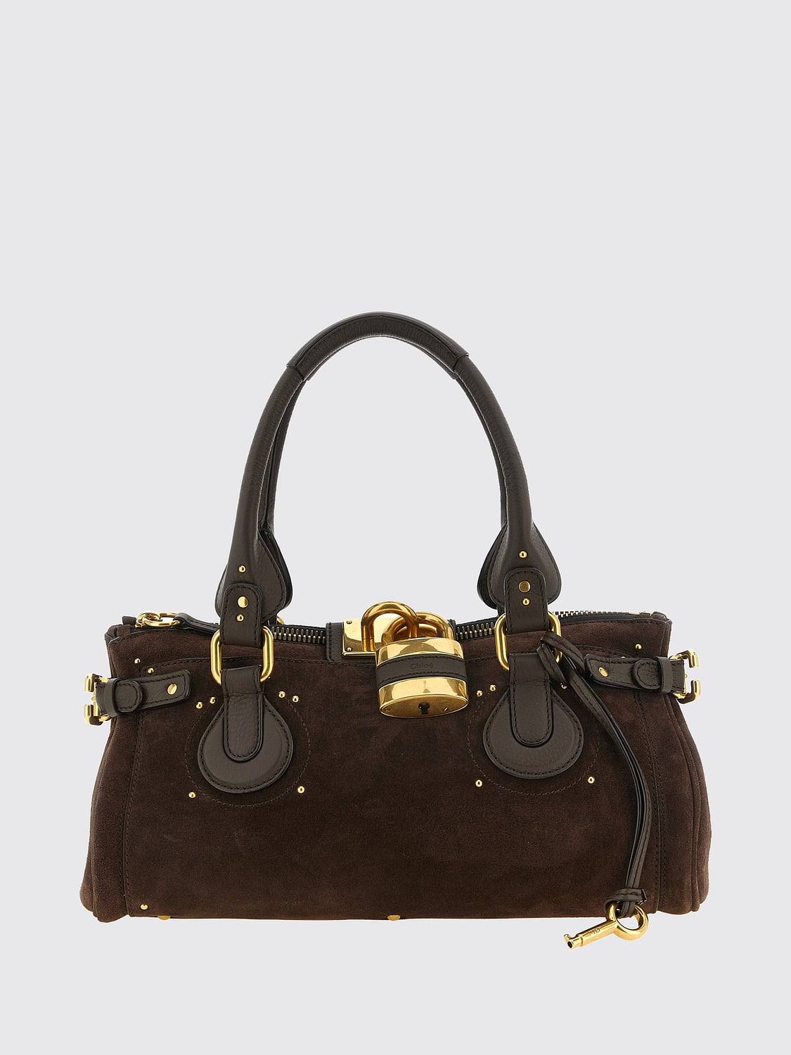 CHLOÉ BOLSO DE MANO: Bolso de mano Paddington Chloé de piel de ternera con candado, Tierra - Img 1