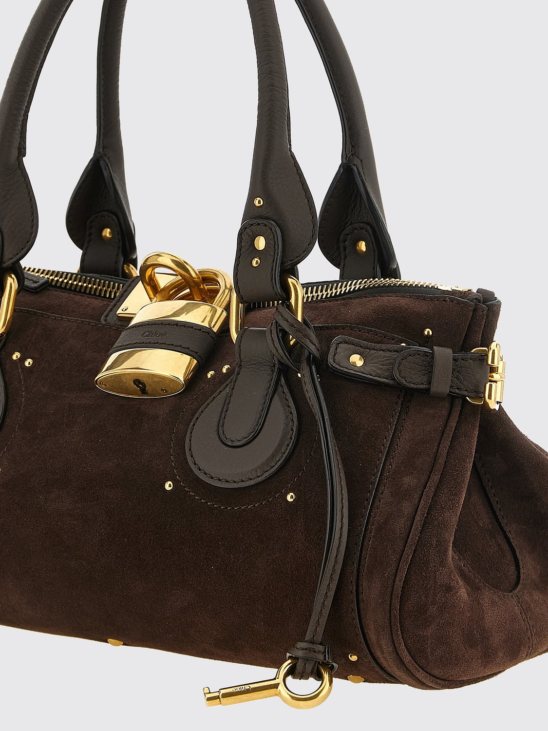 CHLOÉ BOLSO DE MANO: Bolso de mano Paddington Chloé de piel de ternera con candado, Tierra - Img 3