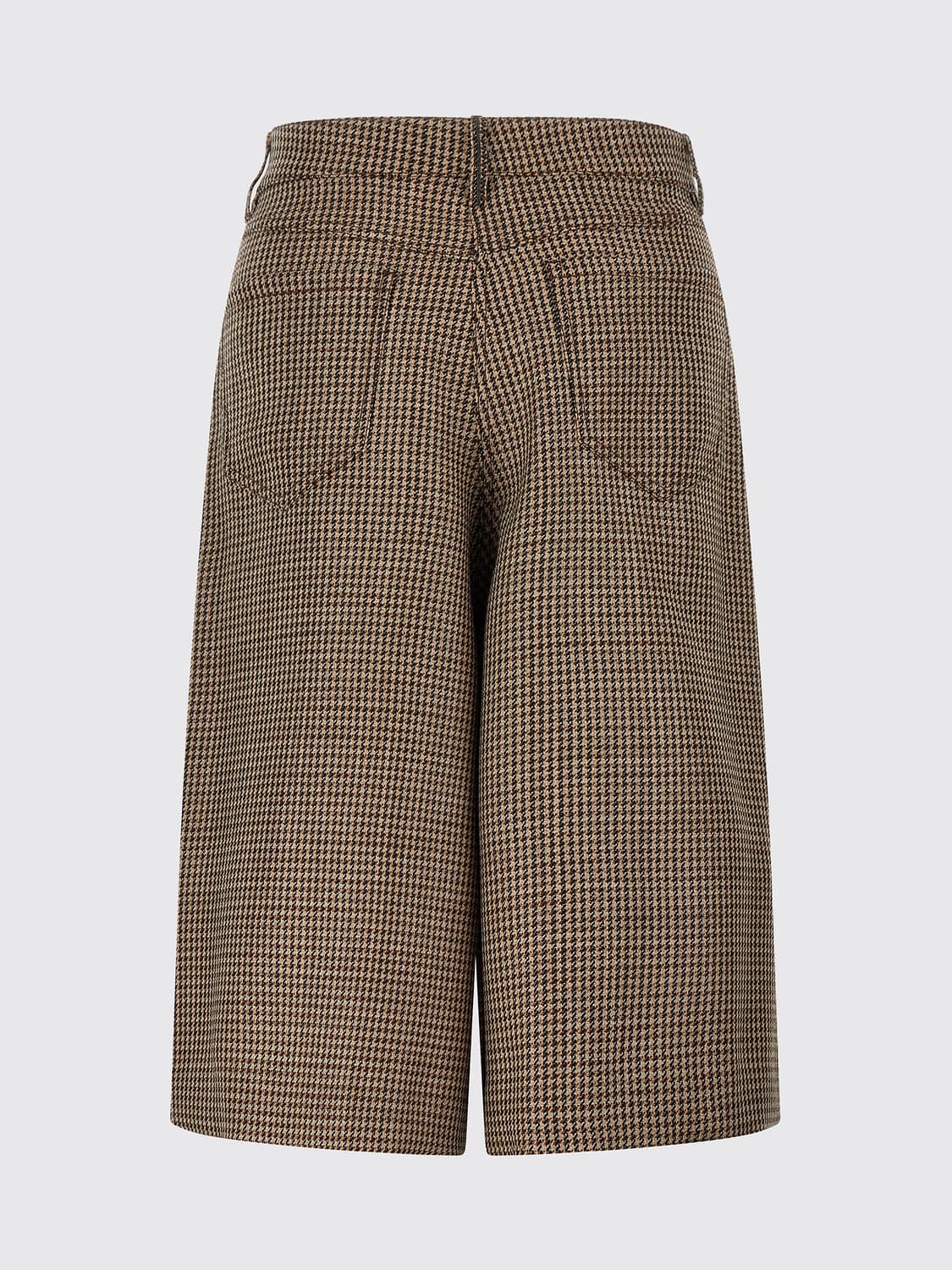 BRUNELLO CUCINELLI PANTALONES CORTOS: Pantalones cortos Brunello Cucinelli hasta la rodilla en mezcla de lana con motivo de pata de gallo, Marrón - Img 3