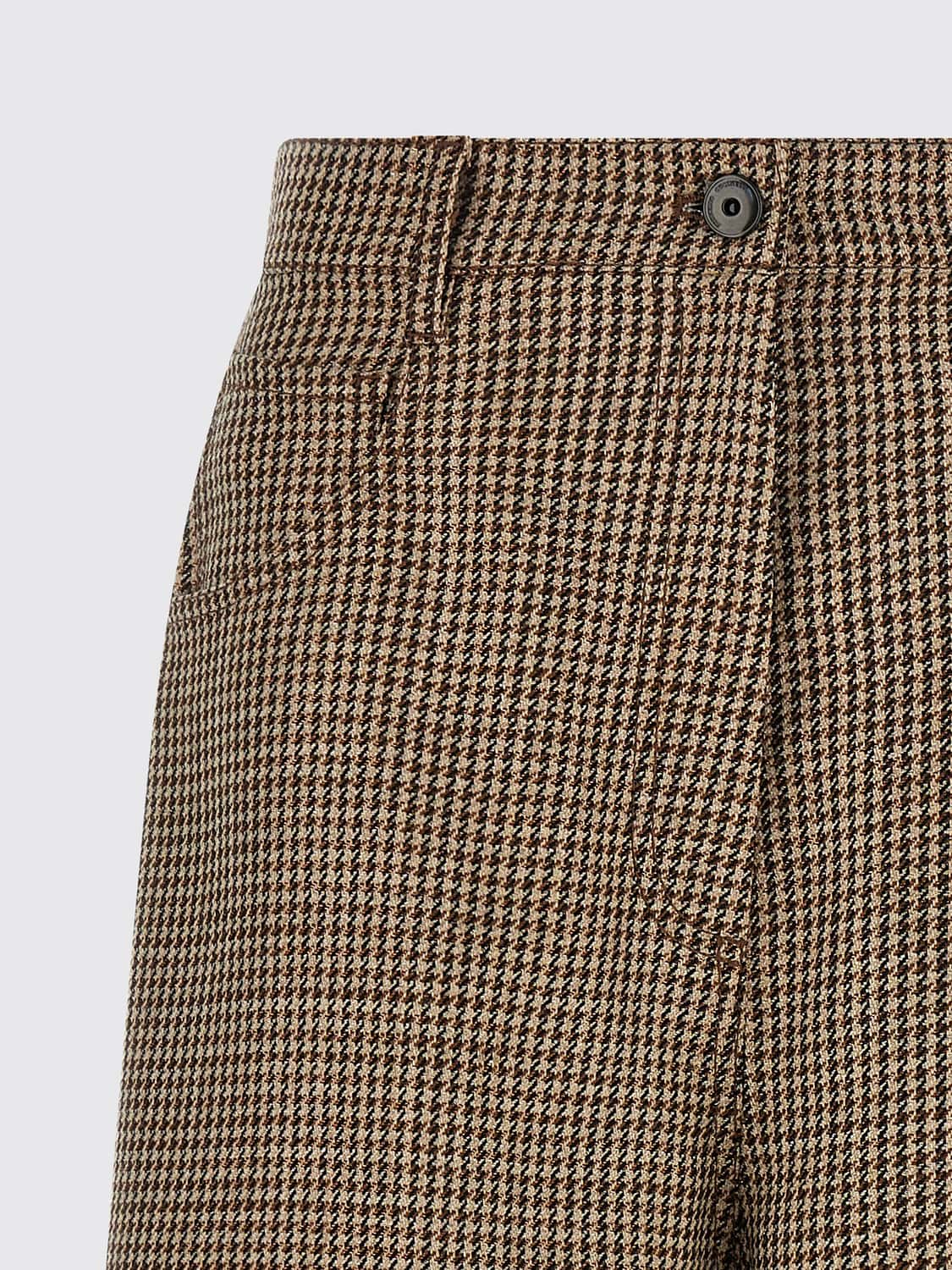 BRUNELLO CUCINELLI PANTALONES CORTOS: Pantalones cortos Brunello Cucinelli hasta la rodilla en mezcla de lana con motivo de pata de gallo, Marrón - Img 4