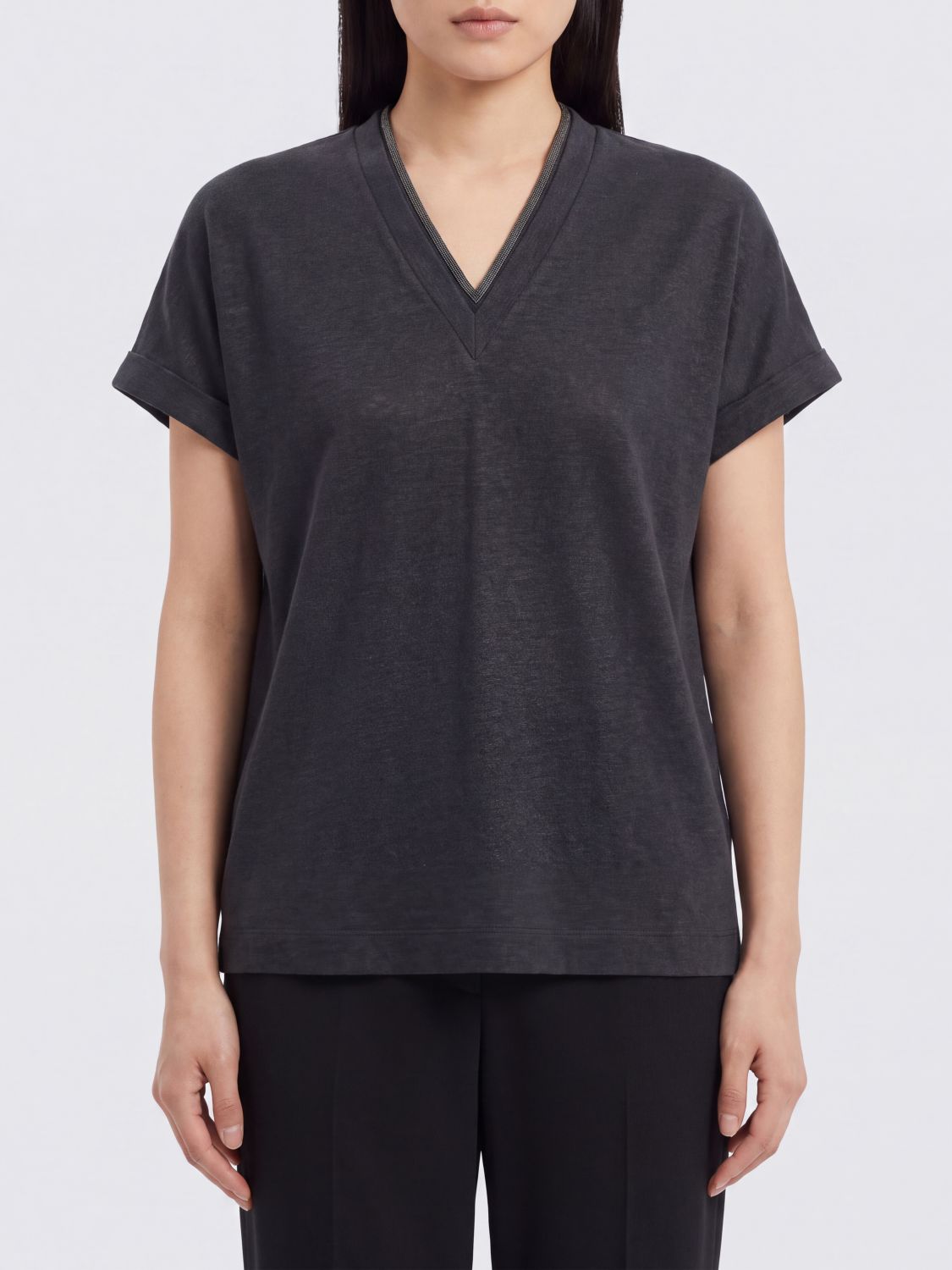 BRUNELLO CUCINELLI CAMISETA: Camiseta mujer Brunello Cucinelli, Gris - Img 1