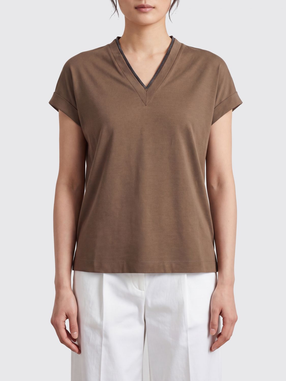 BRUNELLO CUCINELLI CAMISETA: Camiseta mujer Brunello Cucinelli, Camello - Img 1