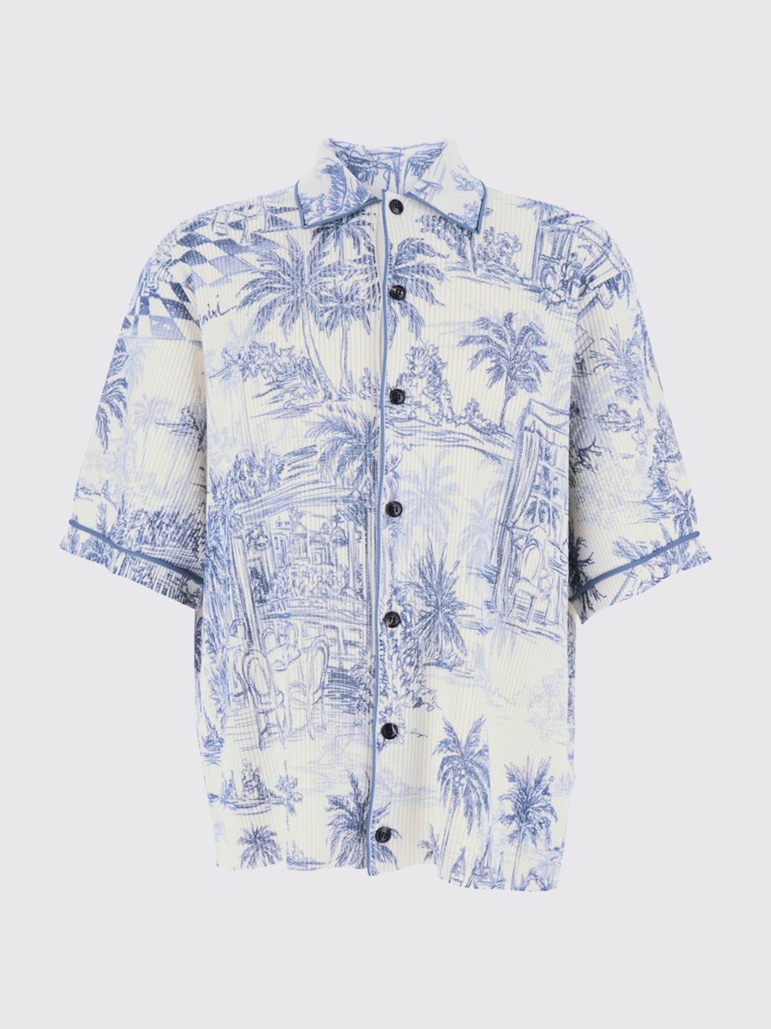 AMIRI CAMICIA: Camicia bowling Amiri in misto lana a coste con stampa tropicale, Fantasia - Img 2