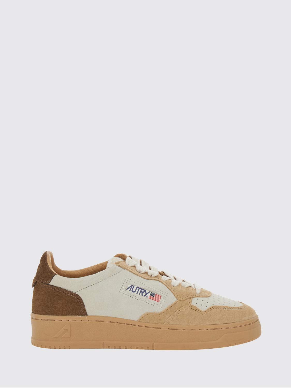 AUTRY SNEAKERS: Sneakers Medalist Low Autry bicolori in pelle scamosciata con logo, Beige - Img 1