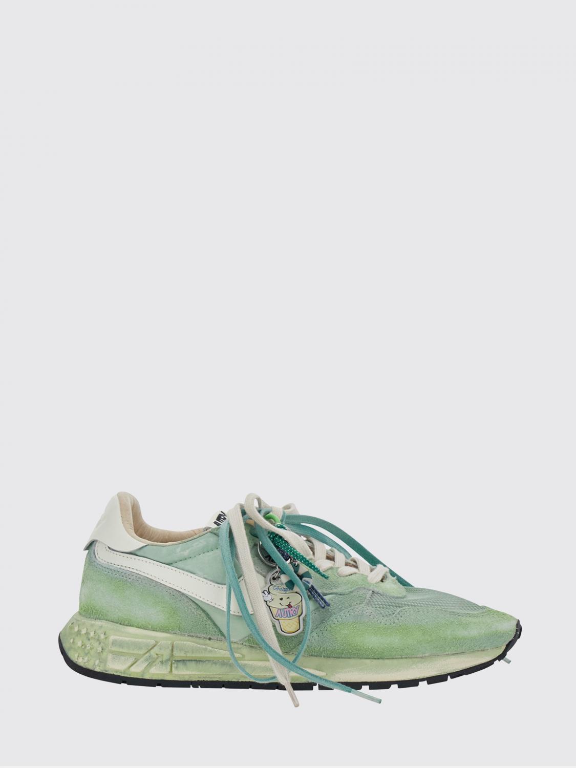 AUTRY SNEAKERS: Sneakers Reelwind Super Vintage Autry in nylon e pelle con effetto usurato, Verde - Img 1