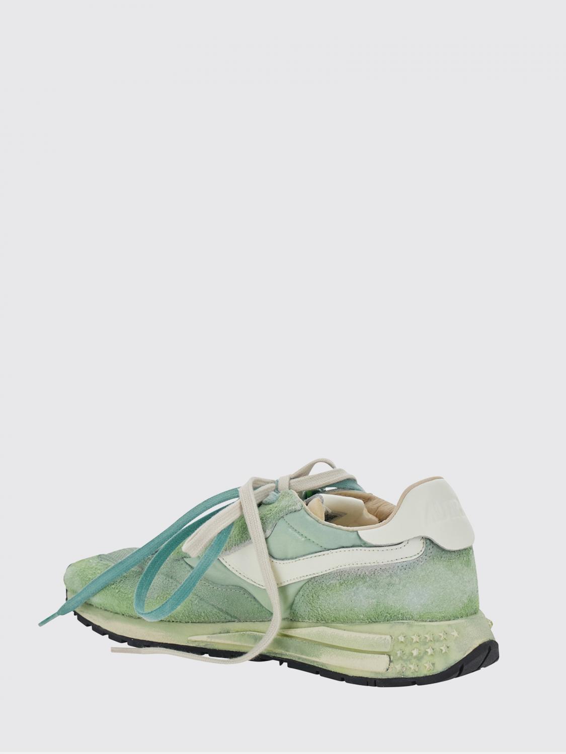 AUTRY SNEAKERS: Sneakers Reelwind Super Vintage Autry in nylon e pelle con effetto usurato, Verde - Img 3