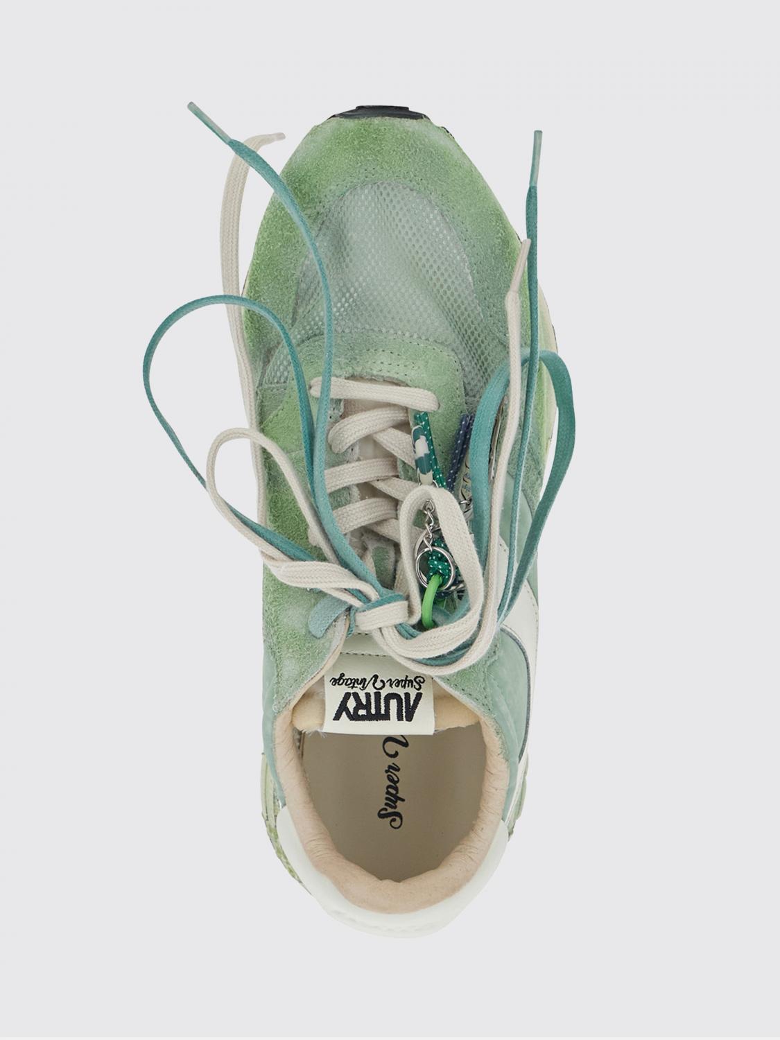 AUTRY SNEAKERS: Sneakers Reelwind Super Vintage Autry in nylon e pelle con effetto usurato, Verde - Img 4