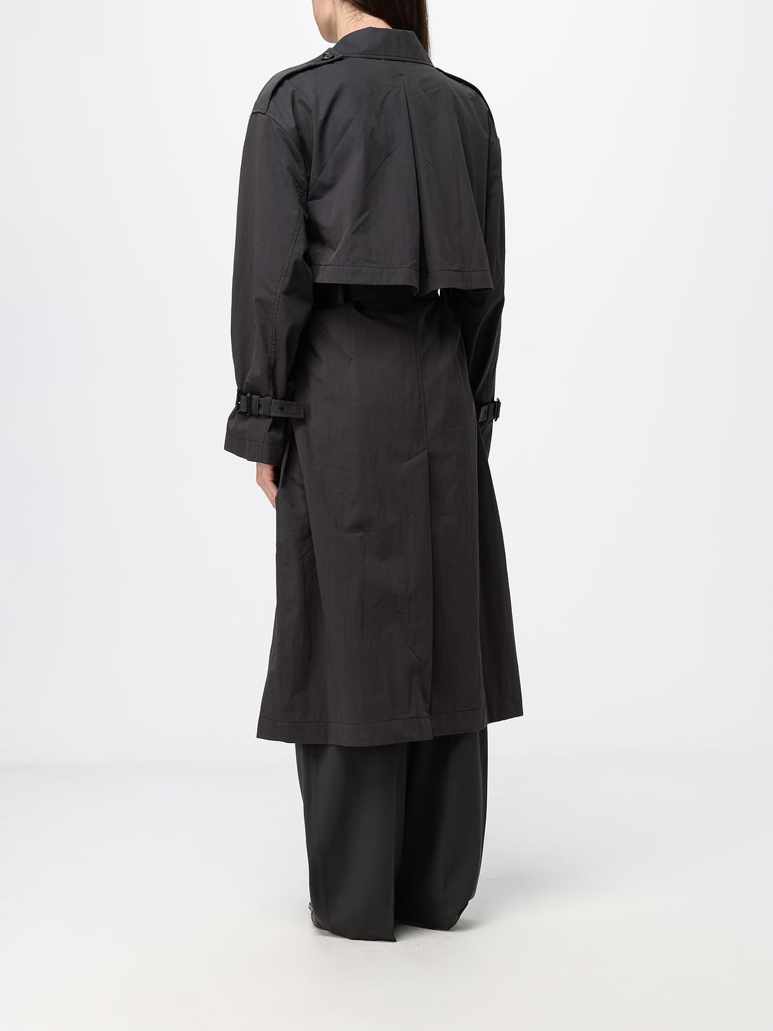 TOTEME JACKET: Toteme Double-Breasted Cotton-Blend Trench Coat with Adjustable Belt, Black - Img 3