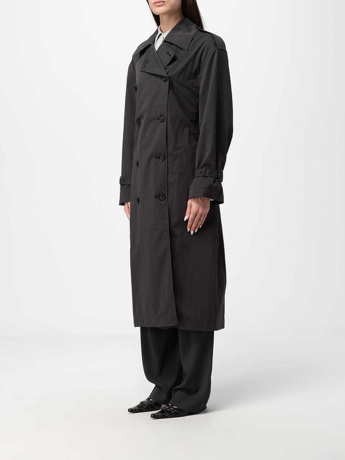 TOTEME JACKET: Toteme Double-Breasted Cotton-Blend Trench Coat with Adjustable Belt, Black - Img 4