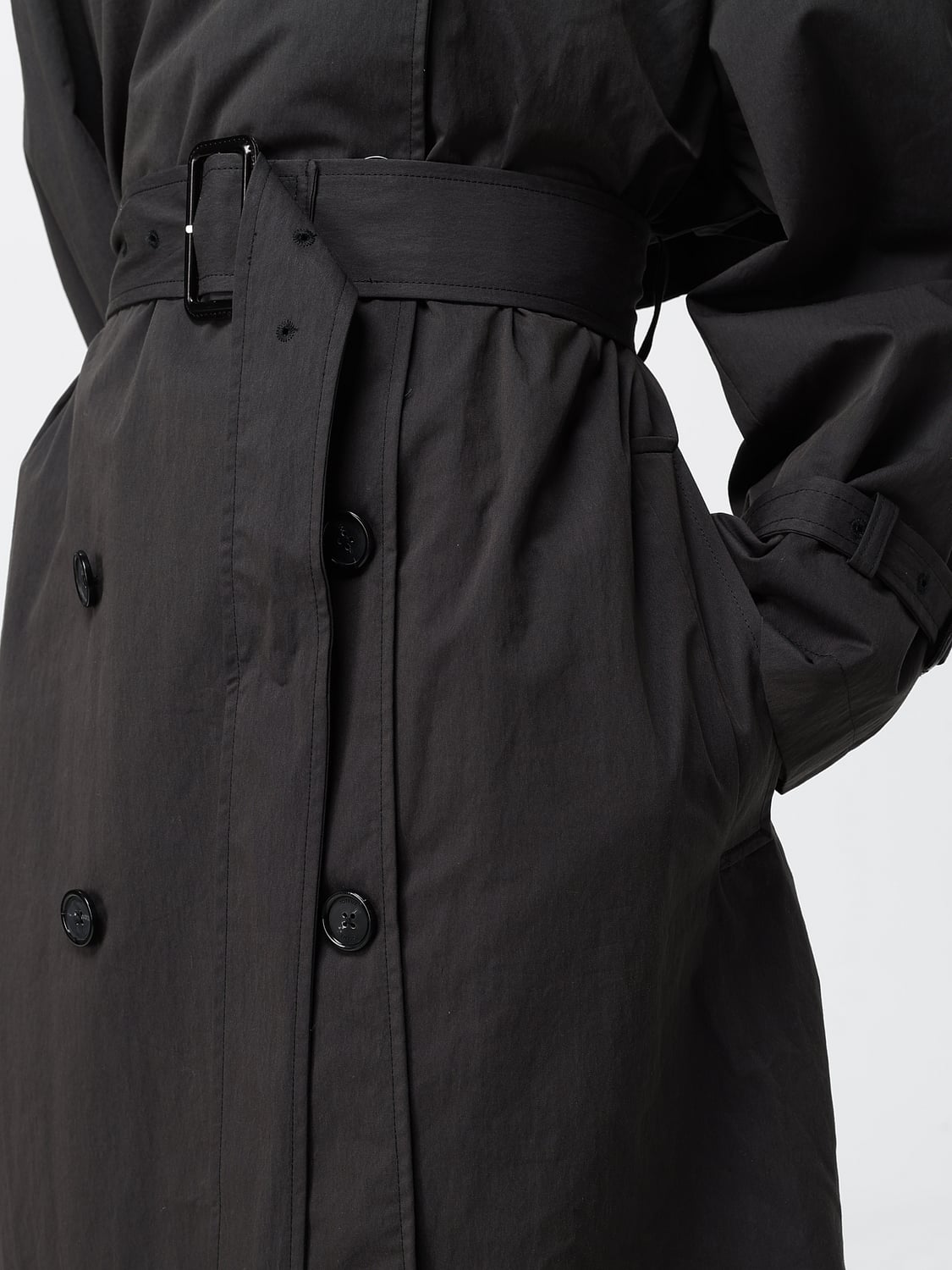 TOTEME JACKET: Toteme Double-Breasted Cotton-Blend Trench Coat with Adjustable Belt, Black - Img 5