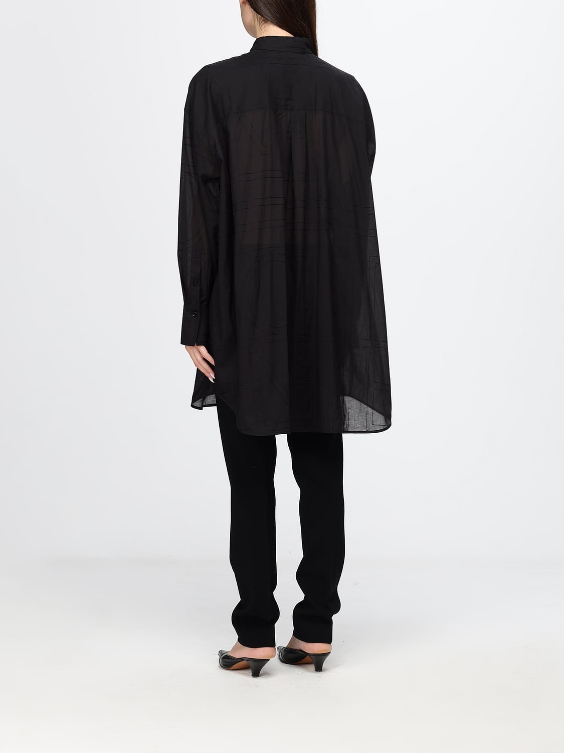 TOTEME CAMICIA: Camicia oversize Toteme in cotone con stampa monogram e spalle cadute, Nero - Img 3