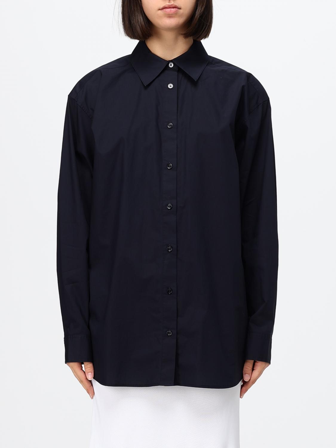 TOTEME SHIRT: Relaxed Fit Shirt Toteme in Cotton Poplin with Dropped Shoulders, Blue - Img 1