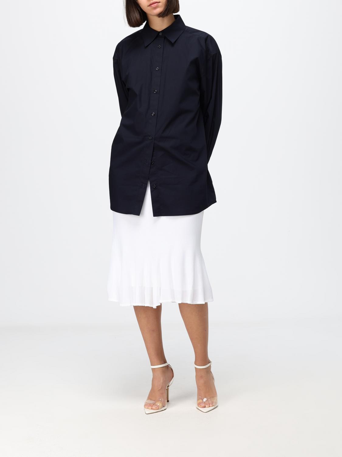 TOTEME SHIRT: Relaxed Fit Shirt Toteme in Cotton Poplin with Dropped Shoulders, Blue - Img 2